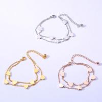 Acier inoxydable 304 Bracelet et bracelet, avec 1.97inch chaînes de rallonge, Double couche & bijoux de mode & pour femme, plus de couleurs à choisir, Longueur Environ 5.51 pouce, Environ 7.87 pouce, Vendu par PC