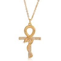 Cubic Zircon Micro Pave Brass Necklace with 1.96inch extender chain Cross real gold plated oval chain & micro pave cubic zirconia & for woman & hollow nickel lead & cadmium free Length Approx 15.7 Inch Sold By PC