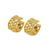 Boucle d'oreille Creole cerceau laiton, Placage, pavé de micro zircon & pour femme, plus de couleurs à choisir, 28x13mm, Vendu par paire