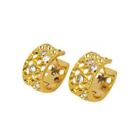 Orecchini cerchietti Hoop ottone, placcato, Micro spianare cubic zirconia & per la donna & cavo, nessuno, 13x28mm, Venduto da coppia