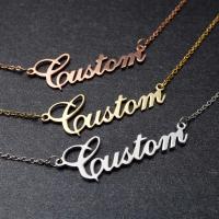 304 Stainless Steel Necklace with 1.97inch extender chain Alphabet Letter Vacuum Ion Plating Each custom text must be less than 10 letters & fashion jewelry & Unisex Length Approx 17.72 Inch Sold By PC