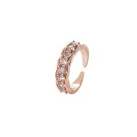 Kubieke Circonia Micro Pave Brass Ring, Messing, Verstelbare & micro pave zirconia & voor vrouw, rose goud kleur, 17mm, Verkocht door PC