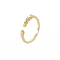 Cúbicos Circonia Micro Pave anillo de latón, metal, Ajustable & micro arcilla de zirconia cúbica & para mujer, dorado, 17mm, Vendido por UD