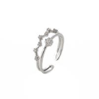 Cúbicos Circonia Micro Pave anillo de latón, metal, Ajustable & micro arcilla de zirconia cúbica & para mujer, plateado, 17mm, Vendido por UD