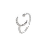 Cúbicos Circonia Micro Pave anillo de latón, metal, Ajustable & micro arcilla de zirconia cúbica & para mujer, plateado, 17mm, Vendido por UD