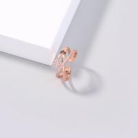 Cubic Zirconia Micro Pave Brass Ring Adjustable & micro pave cubic zirconia & for woman rose gold color 17mm Sold By PC