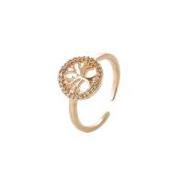 Cúbicos Circonia Micro Pave anillo de latón, metal, Ajustable & micro arcilla de zirconia cúbica & para mujer, dorado, 17mm, Vendido por UD