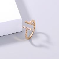 Cúbicos Circonia Micro Pave anillo de latón, metal, Ajustable & micro arcilla de zirconia cúbica & para mujer, dorado, 17mm, Vendido por UD