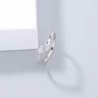 Cubique anneau en laiton Circonia Micro Pave, Réglable & pavé de micro zircon & pour femme, argent, 17mm, Vendu par PC