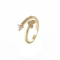 Kubieke Circonia Micro Pave Brass Ring, Messing, Verstelbare & micro pave zirconia & voor vrouw, gouden, 17mm, Verkocht door PC