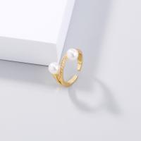 Ciúbach Circonia Micrimhilseogra réiteach Ring Prás, le Pearl Plaisteacha, Inchoigeartaithe & micrea réiteach zirconia ciúbach & do bhean, órga, 17mm, Díolta De réir PC