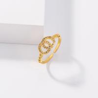 Cúbicos Circonia Micro Pave anillo de latón, metal, Ajustable & micro arcilla de zirconia cúbica & para mujer, dorado, 17mm, Vendido por UD