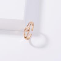 Cúbicos Circonia Micro Pave anillo de latón, metal, Ajustable & micro arcilla de zirconia cúbica & para mujer, dorado, 17mm, Vendido por UD