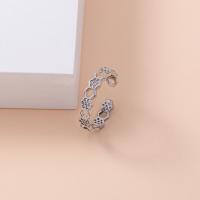 Cubi Circonia Micro Pave anello in ottone, Regolabile & Micro spianare cubic zirconia & per la donna, argento, 17mm, Venduto da PC