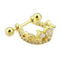 laiton Huggie Anneau d'oreille, Placage de couleur d'or, bijoux de mode & pavé de micro zircon & pour femme, doré, 19x17x9mm, 10pairescouple/lot, Vendu par lot