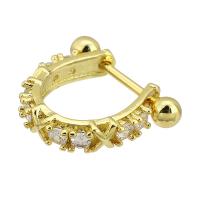 Brass Huggie Hoop Earring gold color plated fashion jewelry & micro pave cubic zirconia & for woman golden Sold By Lot