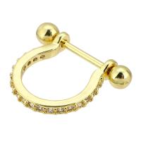 metal Anilla Aro Pendiente, chapado en color dorado, Joyería & micro arcilla de zirconia cúbica & para mujer, dorado, 19x16x2mm, 10parespareja/Grupo, Vendido por Grupo