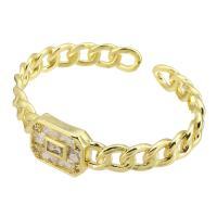 Messing Manchet Bangle, gold plated, mode sieraden & micro pave zirconia & voor vrouw, gouden, 43x40x9mm, 5pC's/Lot, Verkocht door Lot