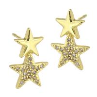 Cubic Zirconia Micro Pave Brass Earring Star gold color plated fashion jewelry & micro pave cubic zirconia & for woman golden Sold By Lot