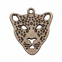 Sinc Alloy Pendants Ainmhithe, Leopard, dath cré-umha antique plátáilte, seanré & unisex, nicil, luaidhe & caidmiam saor in aisce, 27x30mm, Díolta De réir PC