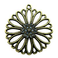 Zinc Alloy Hollow Pendler, Flower, forgyldt, Vintage & Unisex, flere farver til valg, nikkel, bly & cadmium fri, 38x35mm, Solgt af PC