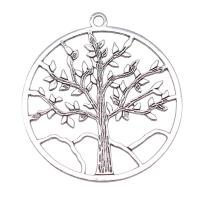 Colgantes de Aleación de Zinc, Árbol de la vida, chapado en color de plata antigua, Vintage & unisexo, libre de níquel, plomo & cadmio, 63x57mm, Vendido por UD