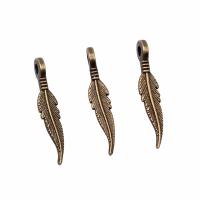 Zink legering Feather Pendler, Zinc Alloy, forgyldt, Vintage & Unisex, flere farver til valg, nikkel, bly & cadmium fri, 3x16mm, Solgt af PC