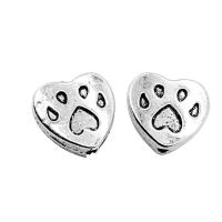 Zinc Alloy Heart Beads antique silver color plated vintage & DIY nickel lead & cadmium free Sold By PC