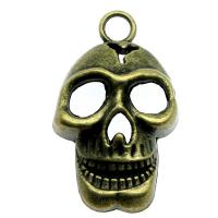 Pendentifs crâne en alliage de zinc, crane, Placage, Vintage & unisexe & Bijoux d'Halloween, plus de couleurs à choisir, protéger l'environnement, sans nickel, plomb et cadmium, 22x37mm, Vendu par PC