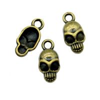 Zinc Alloy Skull Pendler, forgyldt, Vintage & Unisex & Halloween smykker gave, flere farver til valg, nikkel, bly & cadmium fri, 7x15mm, Solgt af PC