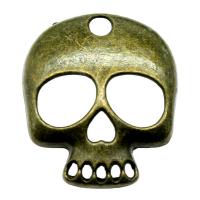 Zinc Alloy Skull Pendler, forgyldt, Vintage & Unisex & Halloween smykker gave, flere farver til valg, nikkel, bly & cadmium fri, 34x30mm, Solgt af PC