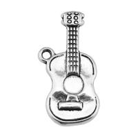 Instrumento musical en forma de colgantes de la aleación de Zinc, guitara, chapado en color de plata antigua, Vintage & unisexo, libre de níquel, plomo & cadmio, 11x24mm, Vendido por UD