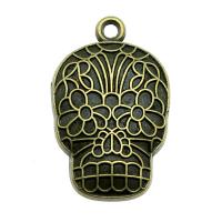 Pendentifs crâne en alliage de zinc, crane, Placage, Vintage & unisexe & Bijoux d'Halloween, plus de couleurs à choisir, protéger l'environnement, sans nickel, plomb et cadmium, 20x32mm, Vendu par PC