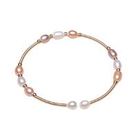 Sötvatten odlade Pearl Bracelet, Mässing, med Freshwater Pearl, Ris, guldfärg pläterade, för kvinna, fler färger för val, nickel, bly och kadmium gratis, 5-6mm, Längd 16-17 cm, Säljs av PC