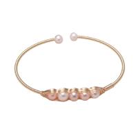 Freshwater Kulturperler Pearl Bracelet, Messing, med Ferskvandsperle, Runde, guldfarve belagt, for kvinde, flere farver til valg, nikkel, bly & cadmium fri, 6-7mm, Længde 16-17 cm, Solgt af PC