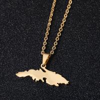 Stainless Steel Jewelry Necklace 304 Stainless Steel Map Vacuum Ion Plating fashion jewelry & Unisex Length 20 Inch Sold By PC