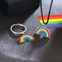 Collier d'acier titane, avec cordon en cuir, avec 1.97inch chaînes de rallonge, Arc en ciel, bijoux de mode & unisexe & styles différents pour le choix, couleur originale, Longueur Environ 24 pouce, Vendu par PC