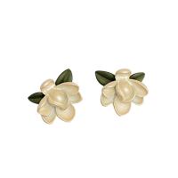 Pendientes de Perno de Aleación de Zinc, Flor, barniz de secado al horno, Estilo coreano & para mujer, libre de níquel, plomo & cadmio, 25mm, Vendido por Par