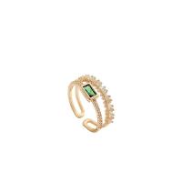 cobre Cuff Ring Finger, 18K banhado a ouro, ajustável & micro pavimento em zircônia cúbica & para mulher & vazio, níquel, chumbo e cádmio livre, tamanho:6-8, vendido por PC