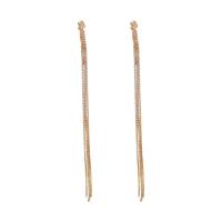 Fashion Fringe Oorbellen, Zinc Alloy, kwast, gold plated, Koreaanse stijl & voor vrouw & met strass, nikkel, lood en cadmium vrij, 335mm, Verkocht door pair