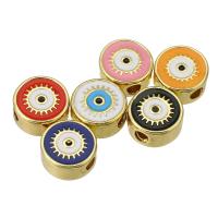 Evil Eye Hangers, Messing, Ronde, gold plated, glazuur, meer kleuren voor de keuze, 8x8x4mm, Gat:Ca 2mm, Verkocht door PC