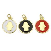 Brass Jewelry Pendants Flat Round gold color plated enamel Approx 3mm Sold By PC