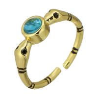 Kubieke Circonia Micro Pave Brass Ring, Messing, gold plated, Verstelbare & micro pave zirconia & glazuur, Gat:Ca 3mm, Maat:7, Verkocht door PC