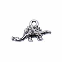 Zinklegering Animal Hangers, Zinc Alloy, Dinosaurus, plated, zilver, 16x9mm, Verkocht door PC