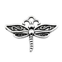 Cink ötvözet Animal Medálok, Dragonfly, galvanizált, ezüst, 16x22mm, Által értékesített PC