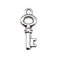 Zinklegering Key Hangers, Zinc Alloy, Sleutel, plated, zilver, 21x8mm, Verkocht door PC