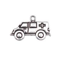 Zinc Alloy Pendler, ambulance, forgyldt, sølv, 13x22mm, Solgt af PC