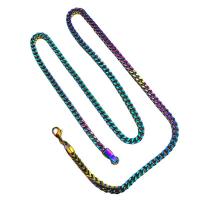 Chaîne collier , Acier inoxydable 304, Placage coloré, unisexe, couleurs mélangées, Vendu par PC