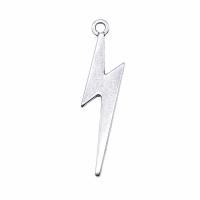 Cink ötvözet Medálok, Lightning Symbol, galvanizált, ezüst, 34x8mm, Által értékesített PC