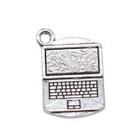 Zinc Alloy Pendler, Computer, forgyldt, sølv, 21x13mm, Solgt af PC